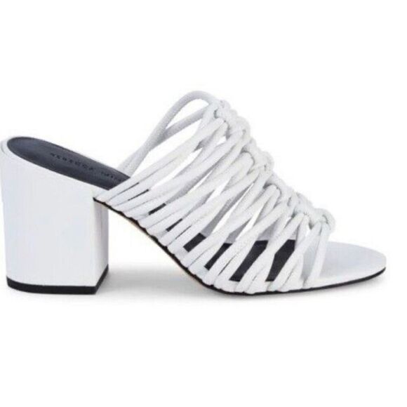 Rebecca Minkoff white knotted strap block heel sandals 6 - Picture 11 of 12
